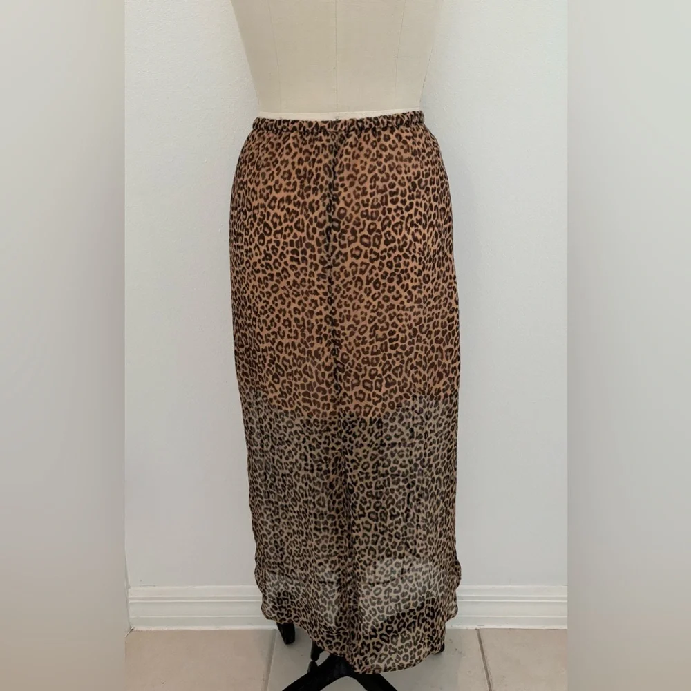 J Crew Gwyneth Slip Skirt NWT Leopard Crinkle Chiffon Pull-On L
